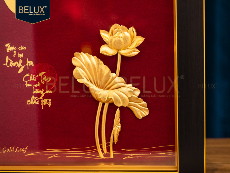 Tranh Chữ Tâm Dát Vàng 24k - 39x30cm